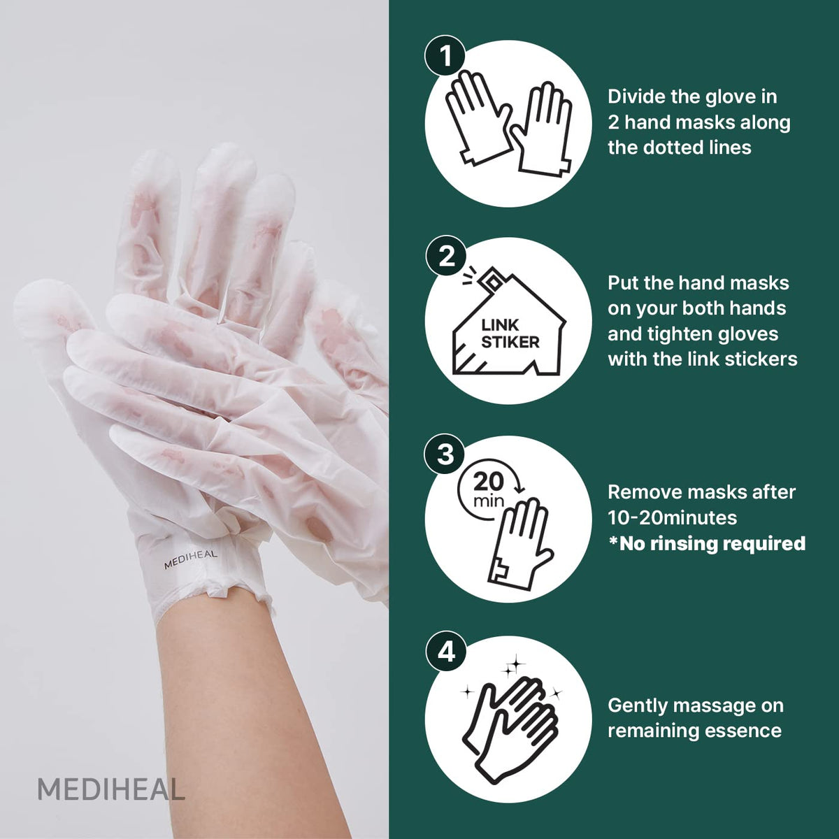 Mediheal Derma Layer Hand Mask lifestyle and results shot