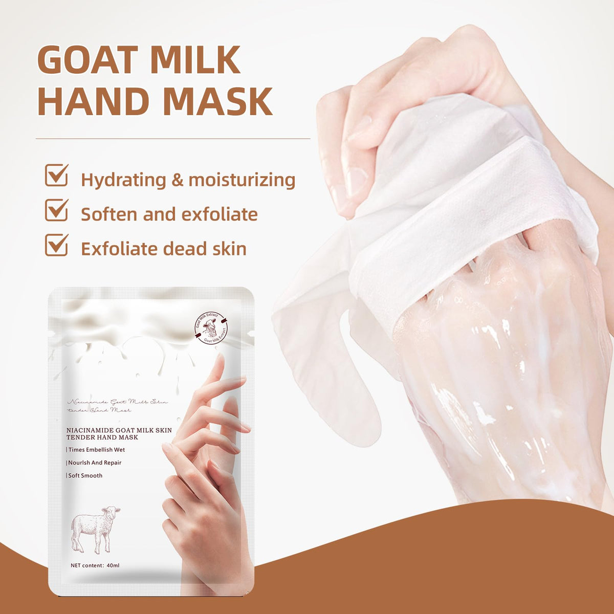 Six pairs of nourishing hand masks for dry skin