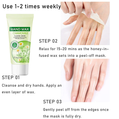 Peeling off dried chamomile hand mask for smooth skin