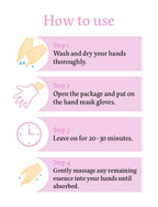 Lifestyle view of at-home spa hand care treatment using glove masks