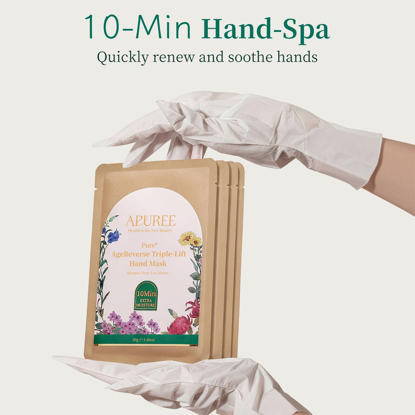 Instructional diagram for Apuree hand mask gloves