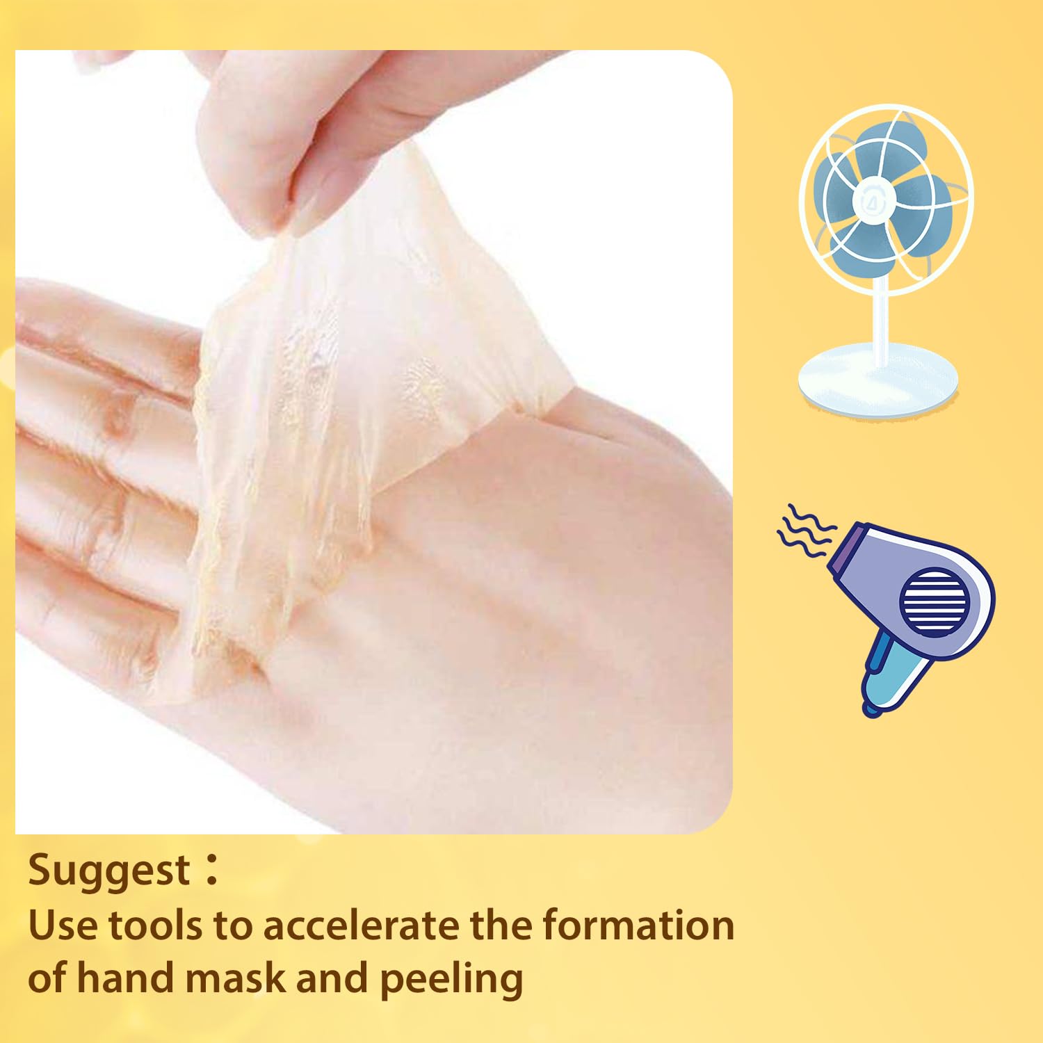 Peeling off dried honey wax mask from hand