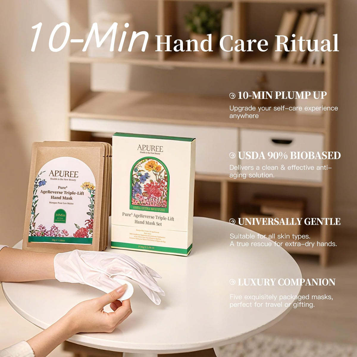Apuree luxury home spa hand care kit components