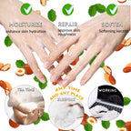 Close-up of Elitzia hand mask packet highlighting natural ingredients