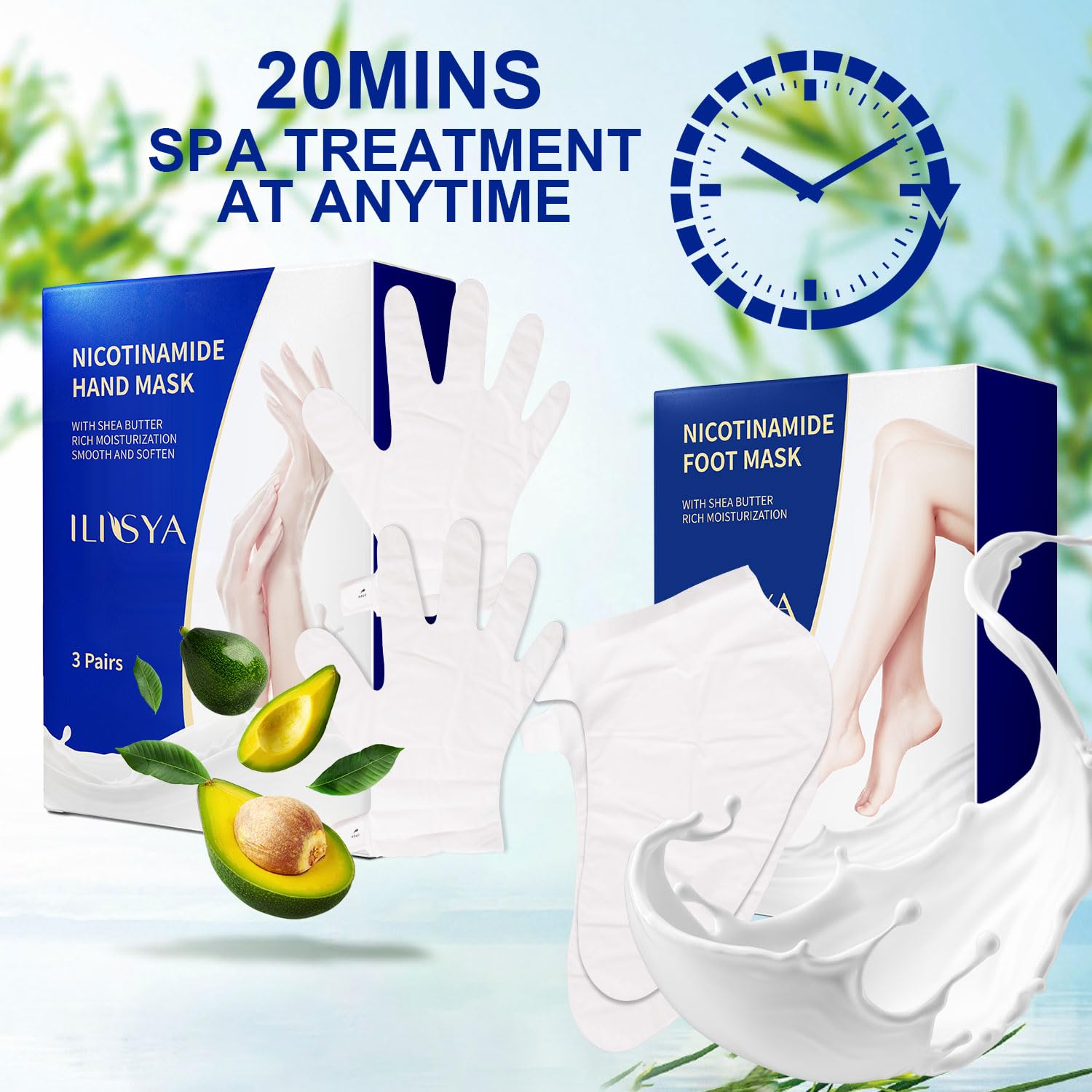 Application of Rouse foot mask on dry cracked heels
