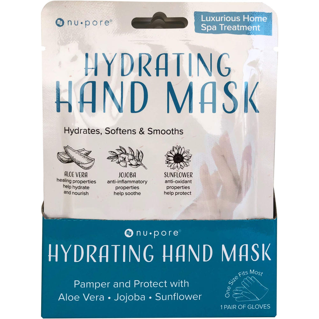 Stack of 24 individual Nu-Pore hand mask packets for intensive skin repair.