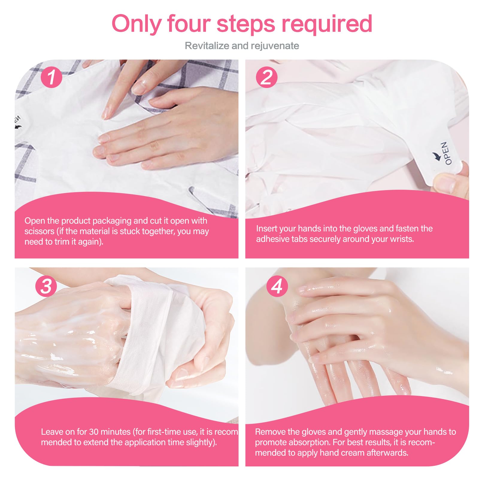 Amococo hand mask glove application on woman hands
