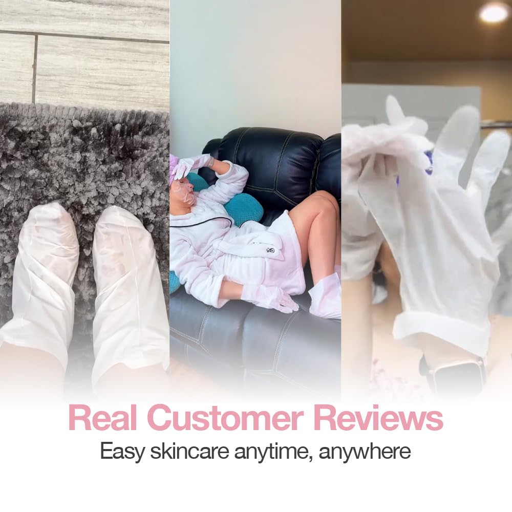 Side by side comparison of dry hands versus hydrated hands after using mask