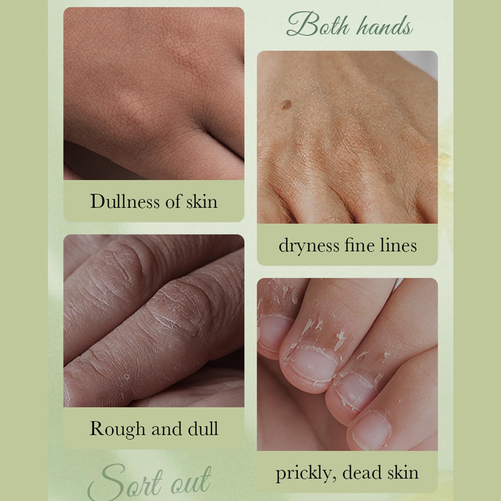 Close up of avocado and vitamin B3 hand treatment gloves