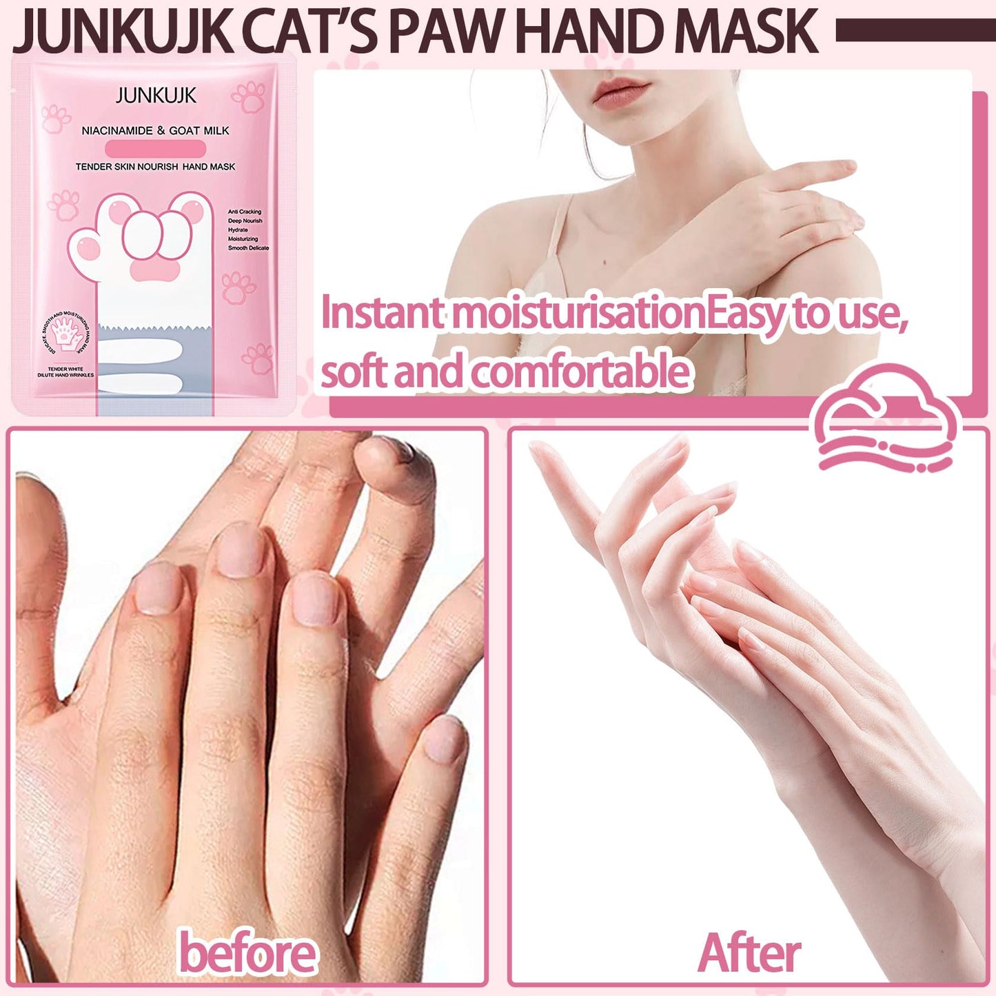 JunKuJK hand mask gloves in use on hands