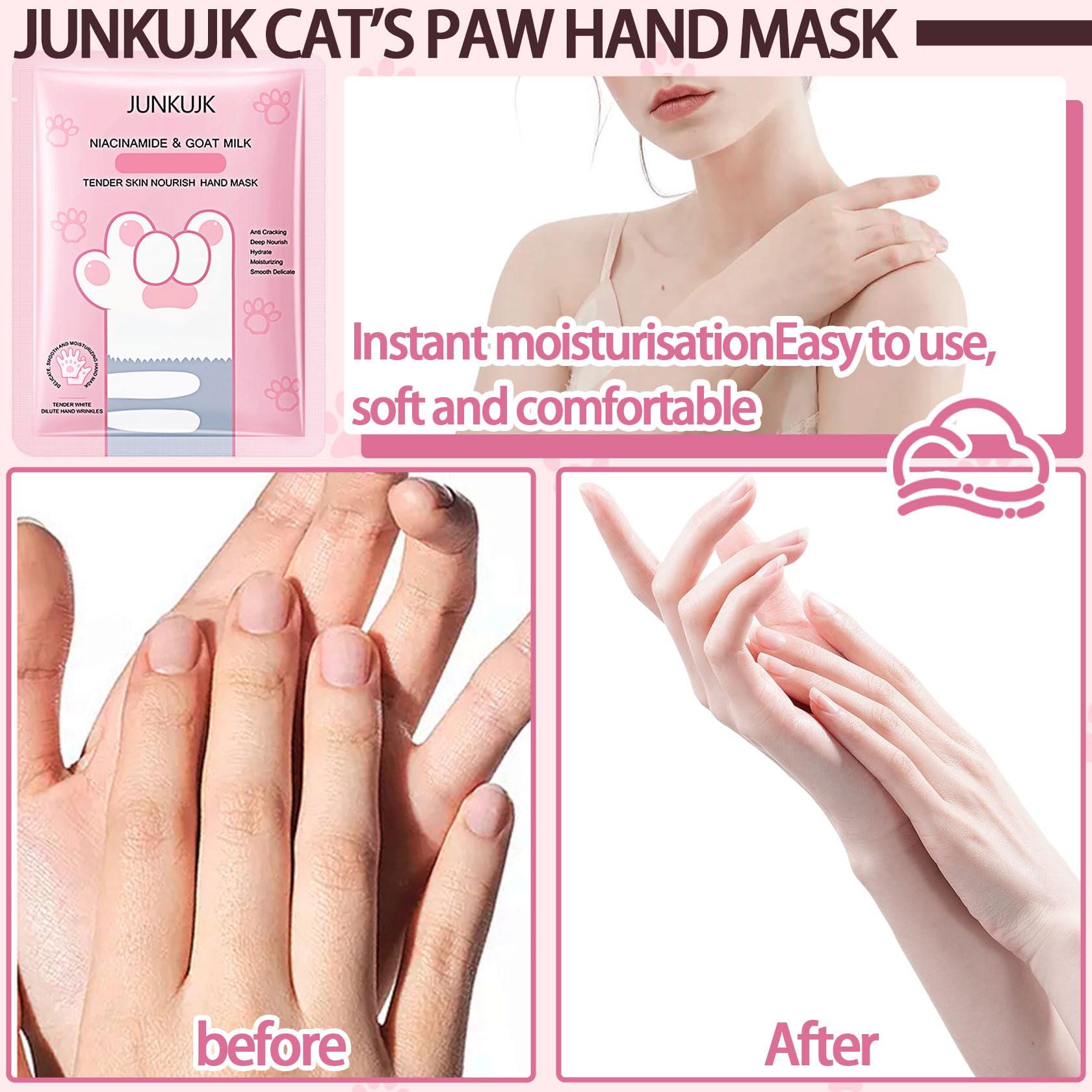 JunKuJK hand mask gloves in use on hands