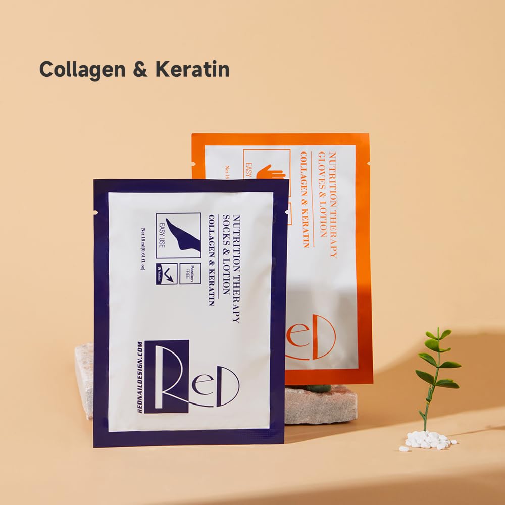 Collagen and keratin hand mask for dry skin treatment