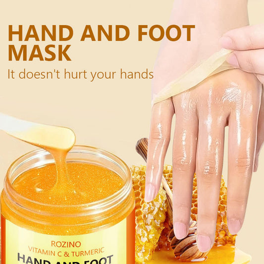 Applying Bsmkcl exfoliating hand mask wax to skin
