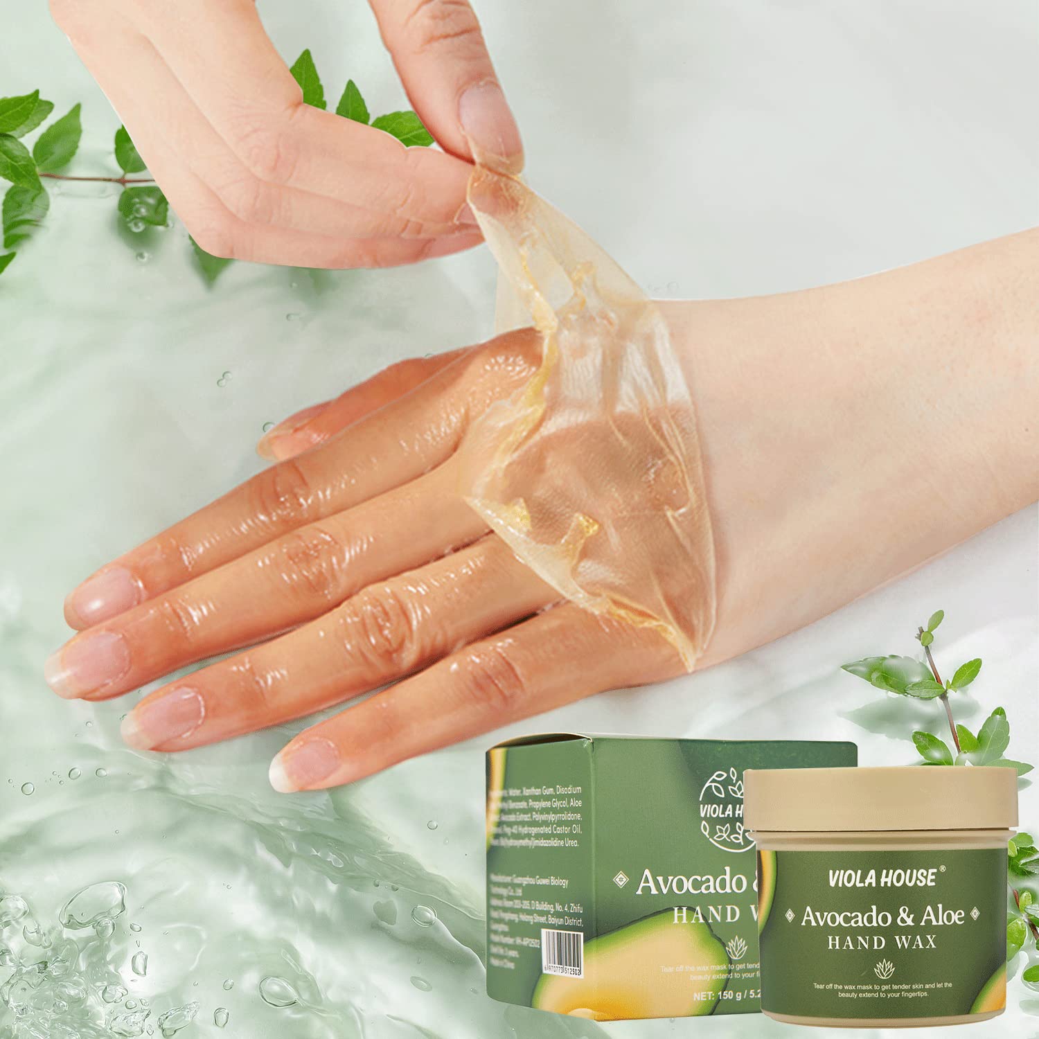 Viola House hand wax mask branding and ingredients display