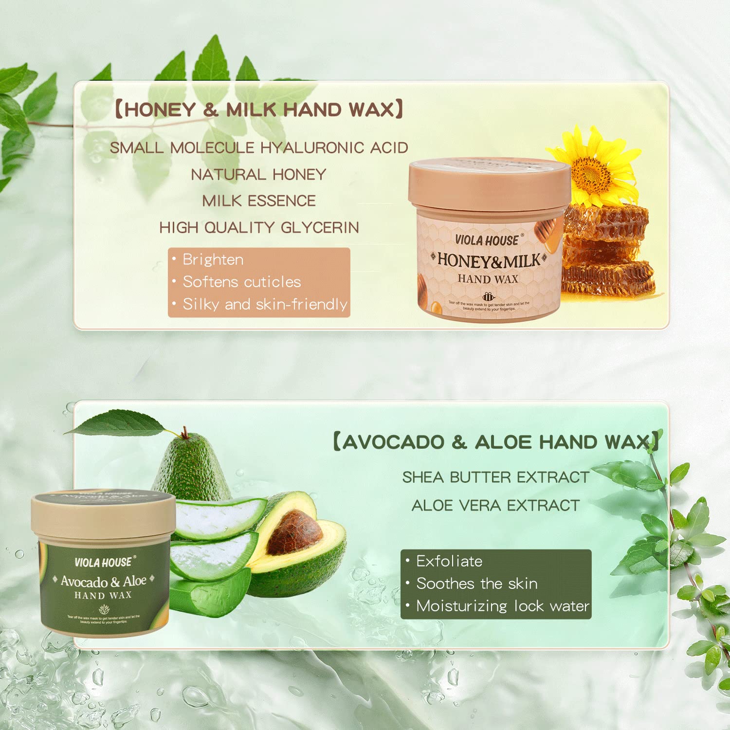 Application process of Viola House peel off hand mask on hands