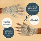 Voesh hand mask gloves showing perforated fingertip design for manicures.