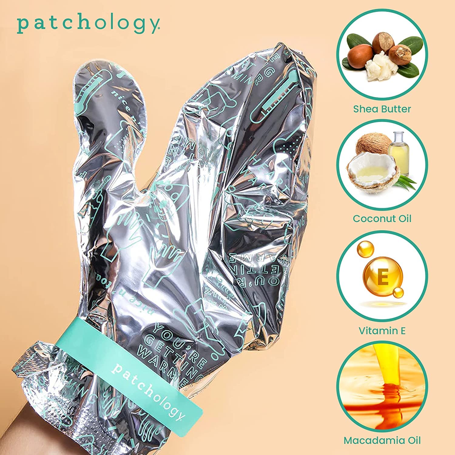 Close up of Patchology Perfect Ten hand mask treatment sachet