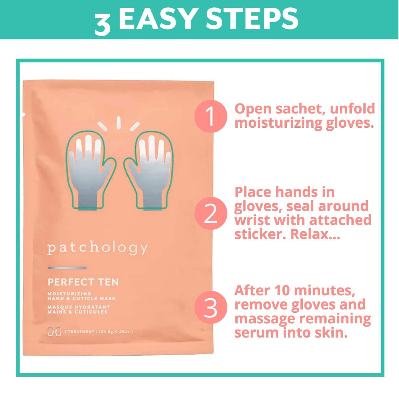 Patchology hand mask ingredients and benefits label details