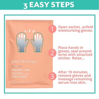 Patchology hand mask ingredients and benefits label details