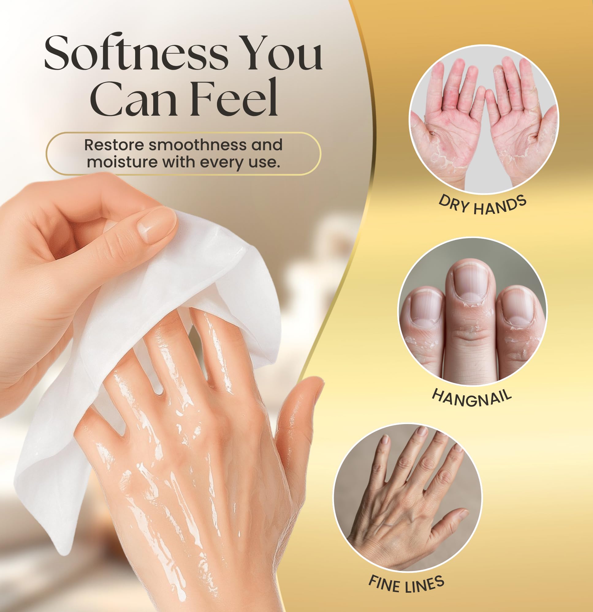 Epocha deep moisturizing hand gloves in a white spa setting