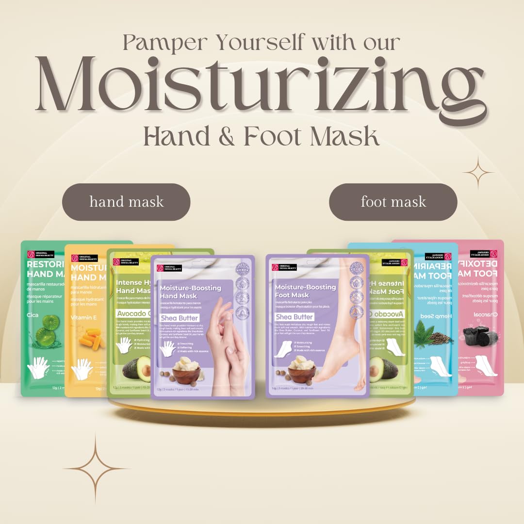 Derma Beauty hand mask set box showing the 6-pair pack count