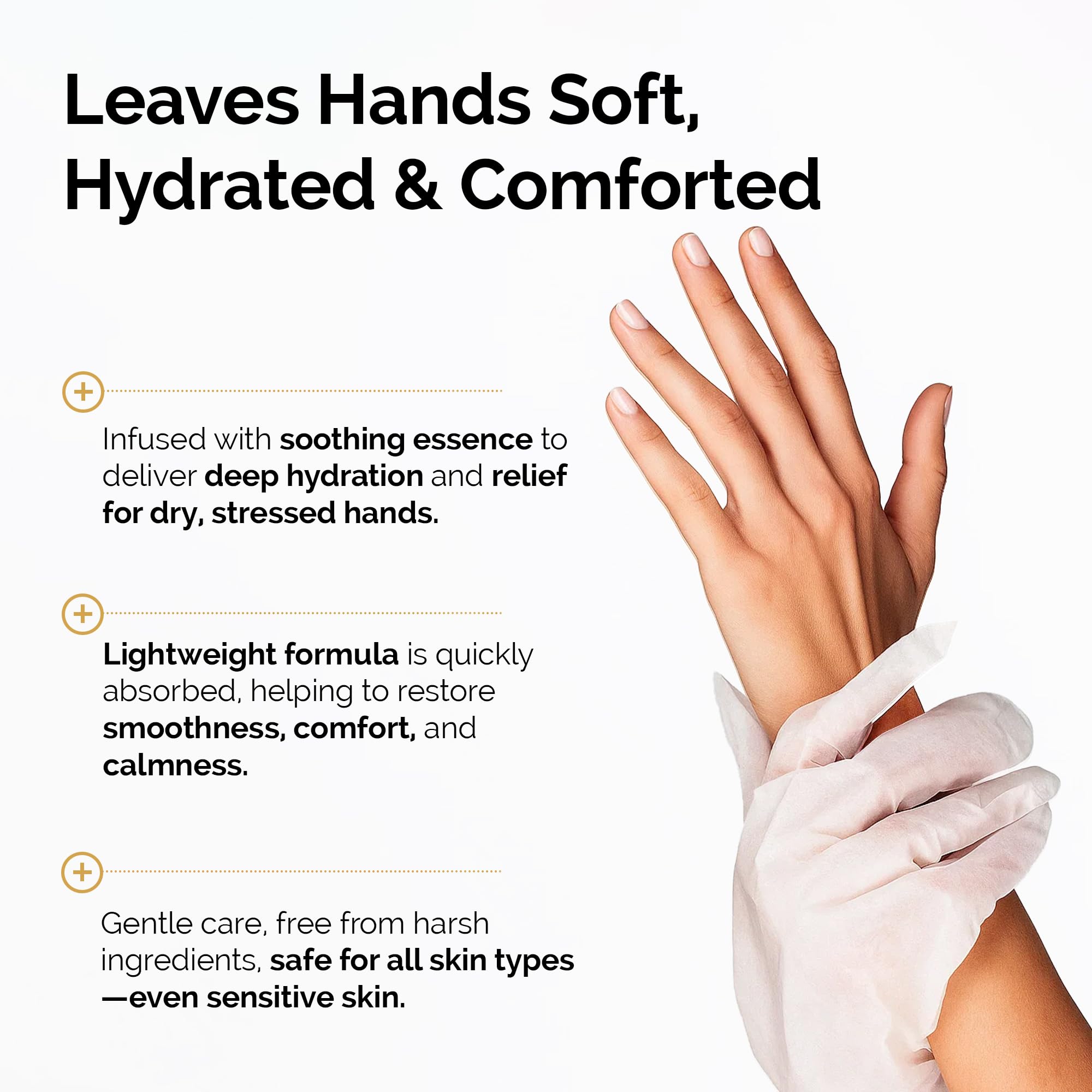 Person wearing Dlux Professional protein rich hand mask