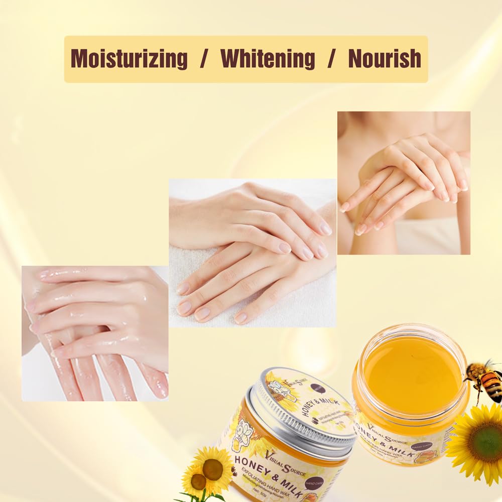 Application of honey milk wax mask on dry hands
