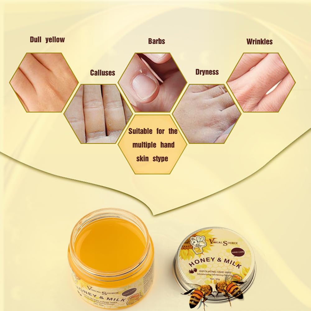 Hand treatment mask showing the dried paraffin film layer