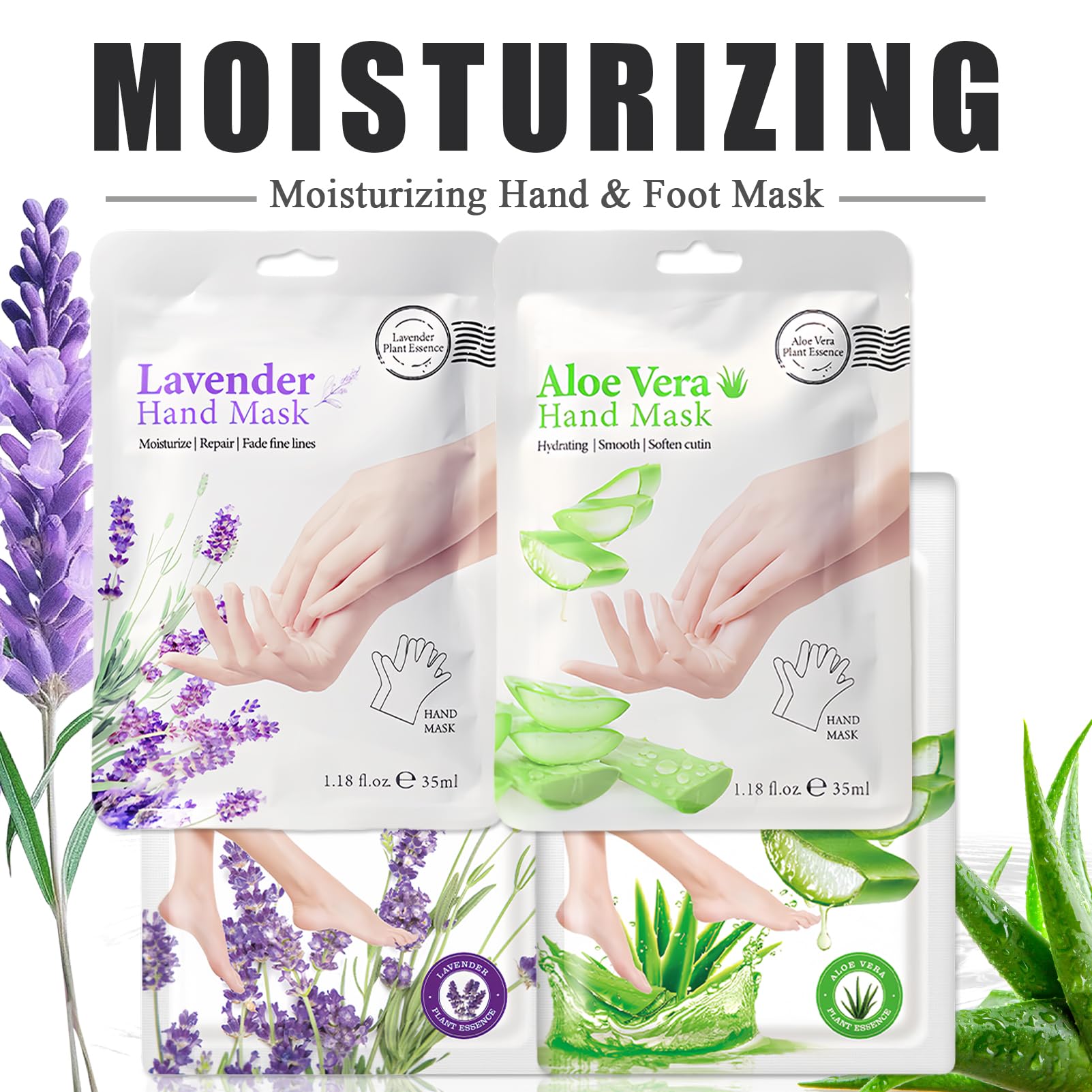 Asmaysa lavender and aloe vera mask gloves and socks packaging