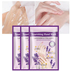Close up of Joyeee hand mask glove application on hands