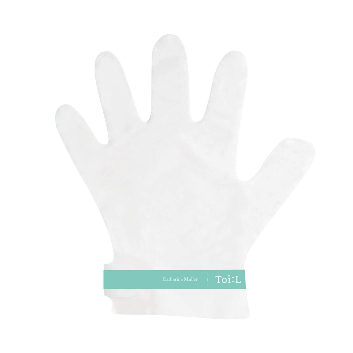 Model wearing Toi:L moisturizing hand mask gloves