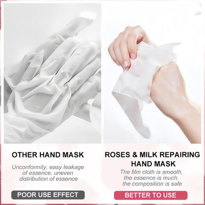 Close up of rose and milk essence hand mask serum texture