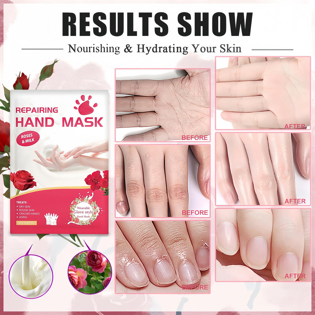 Textured soft hand skin after using rose and milk treatment