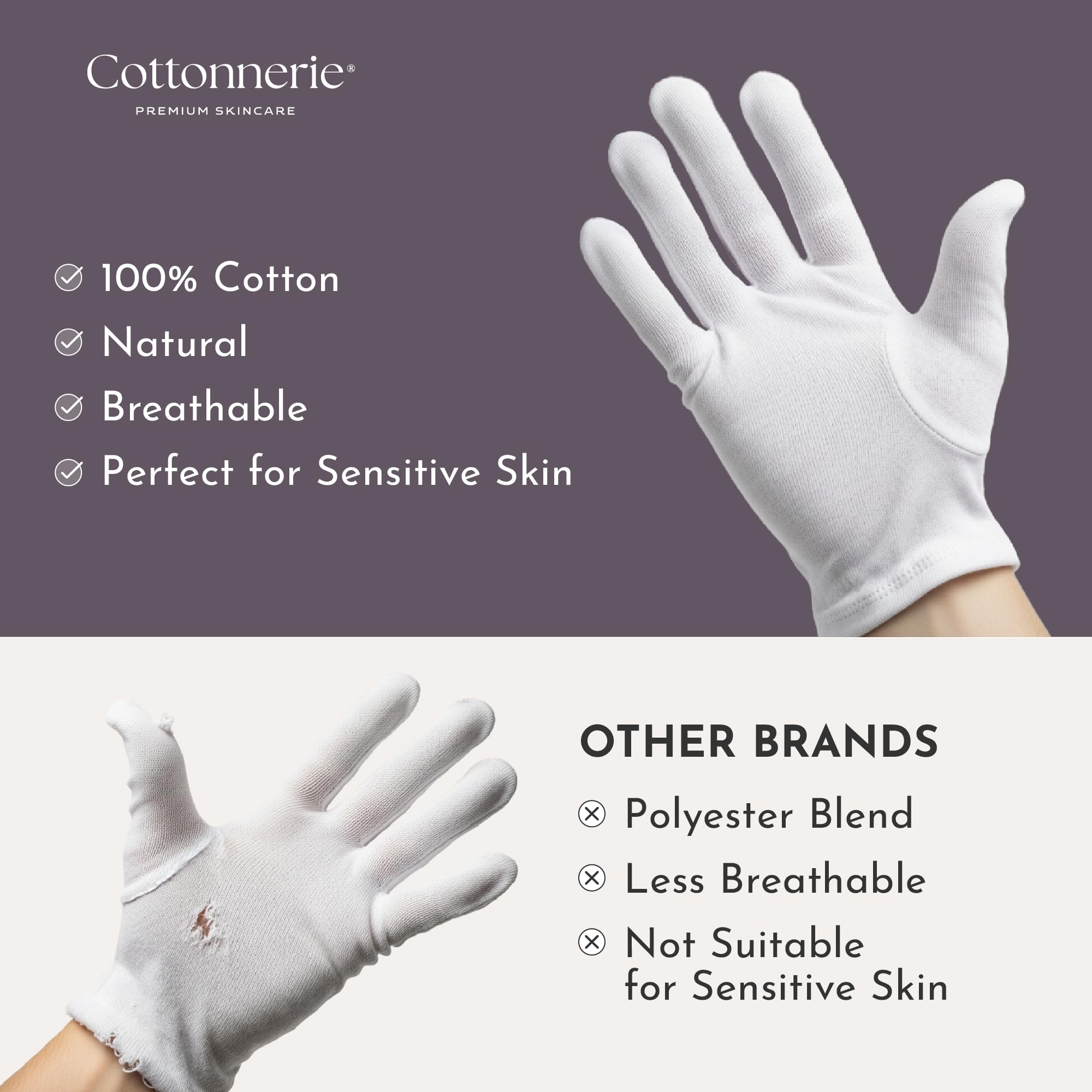 Premium 100 percent cotton gloves for hand spa therapy