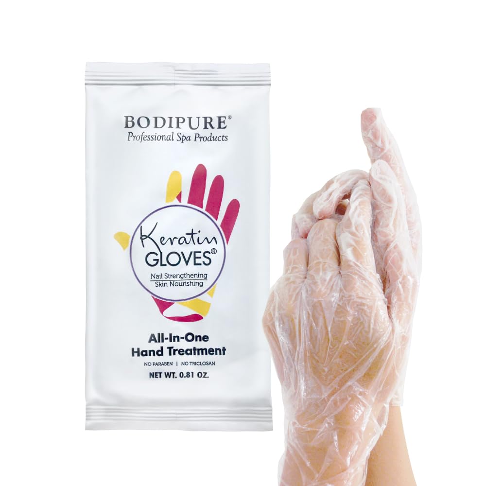 Moisturizing gloves being worn for dry cracked hand treatment