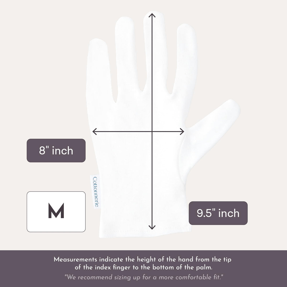 Cottonnerie premium skincare gloves folded in packaging