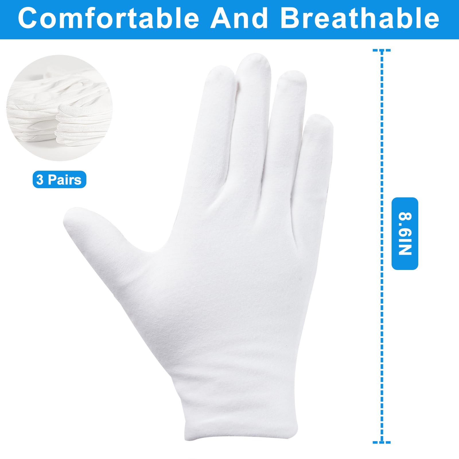 Untrytb premium cotton gloves for eczema treatment in white