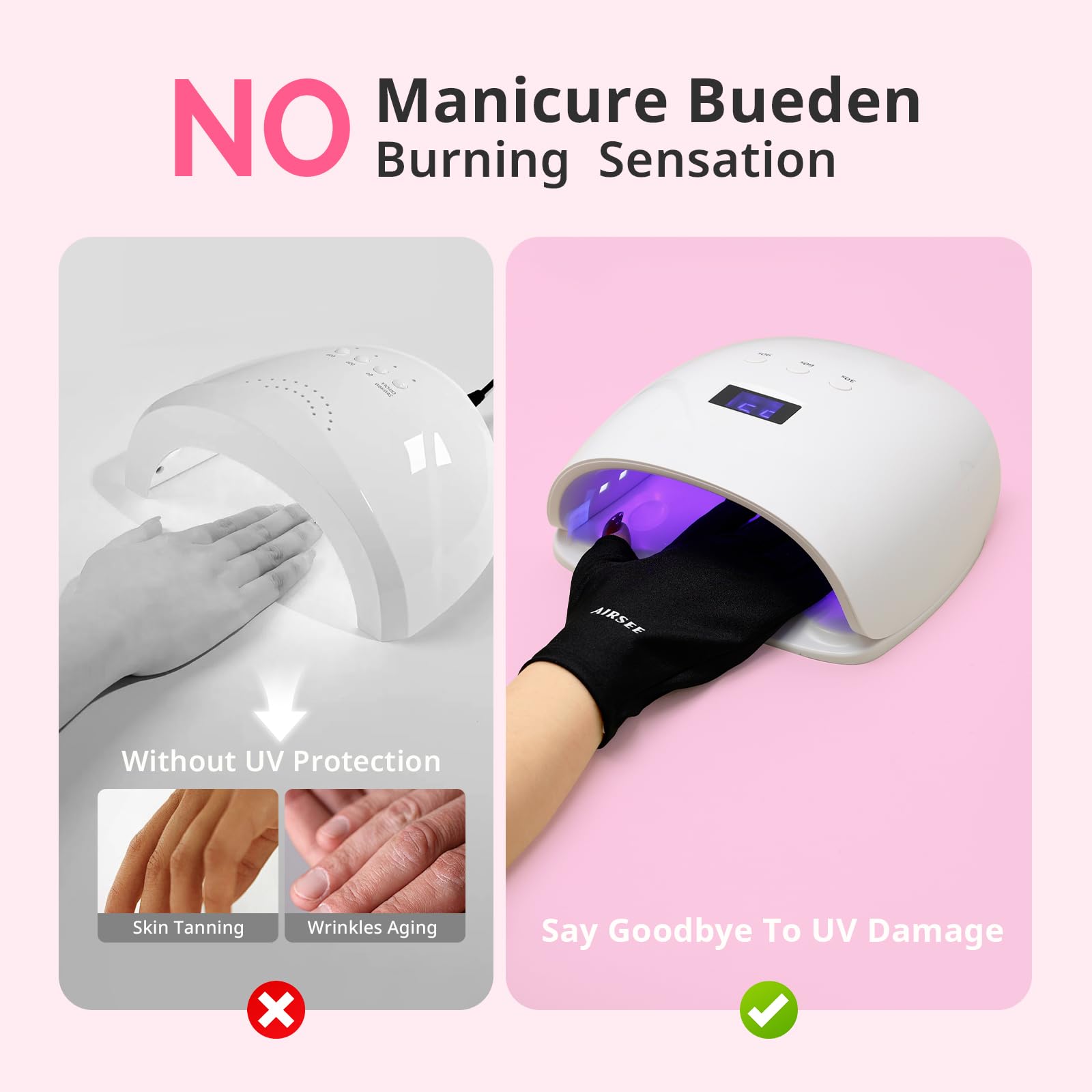 Airsee black UV shielding gloves for gel manicures