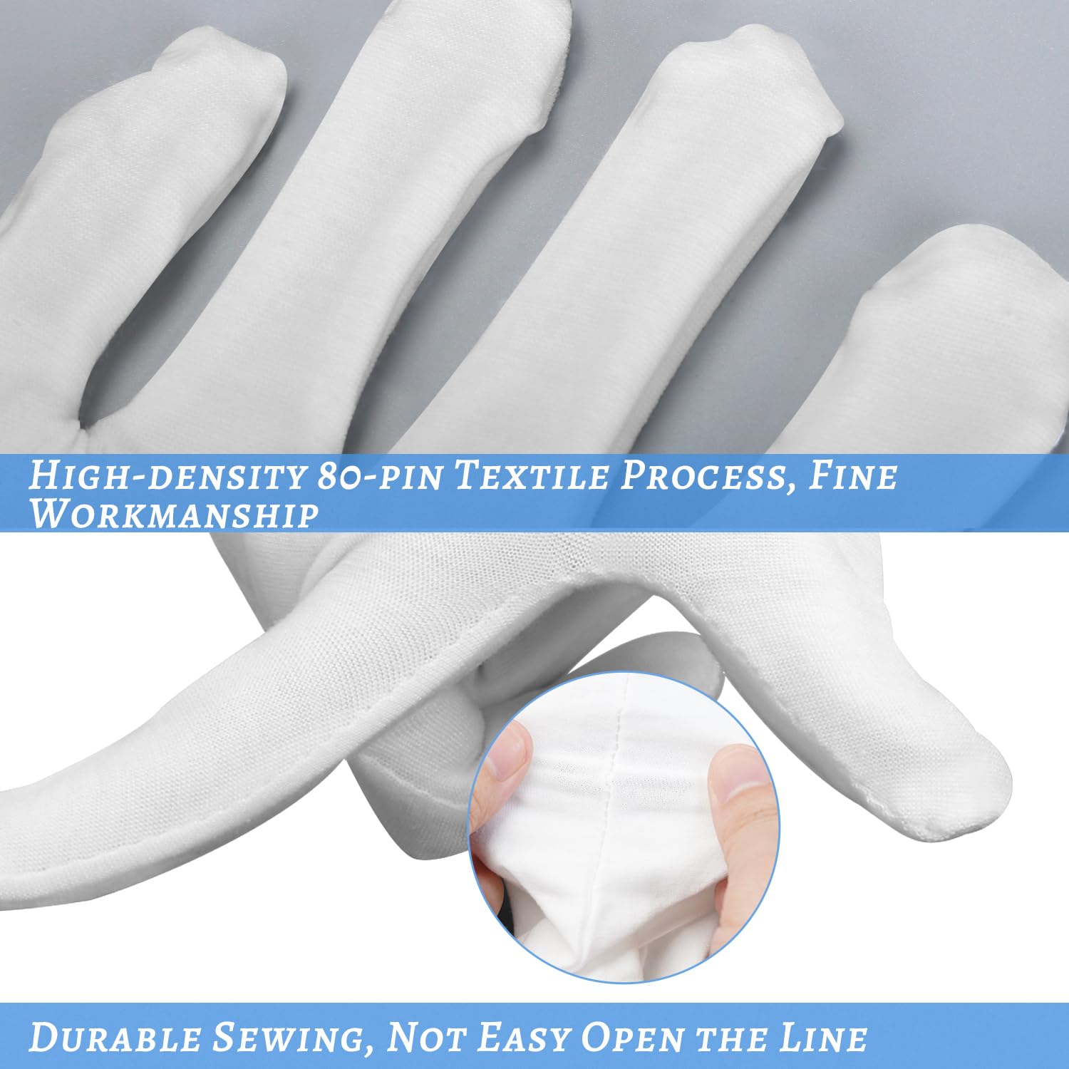 Five pairs of white cotton gloves for spa use
