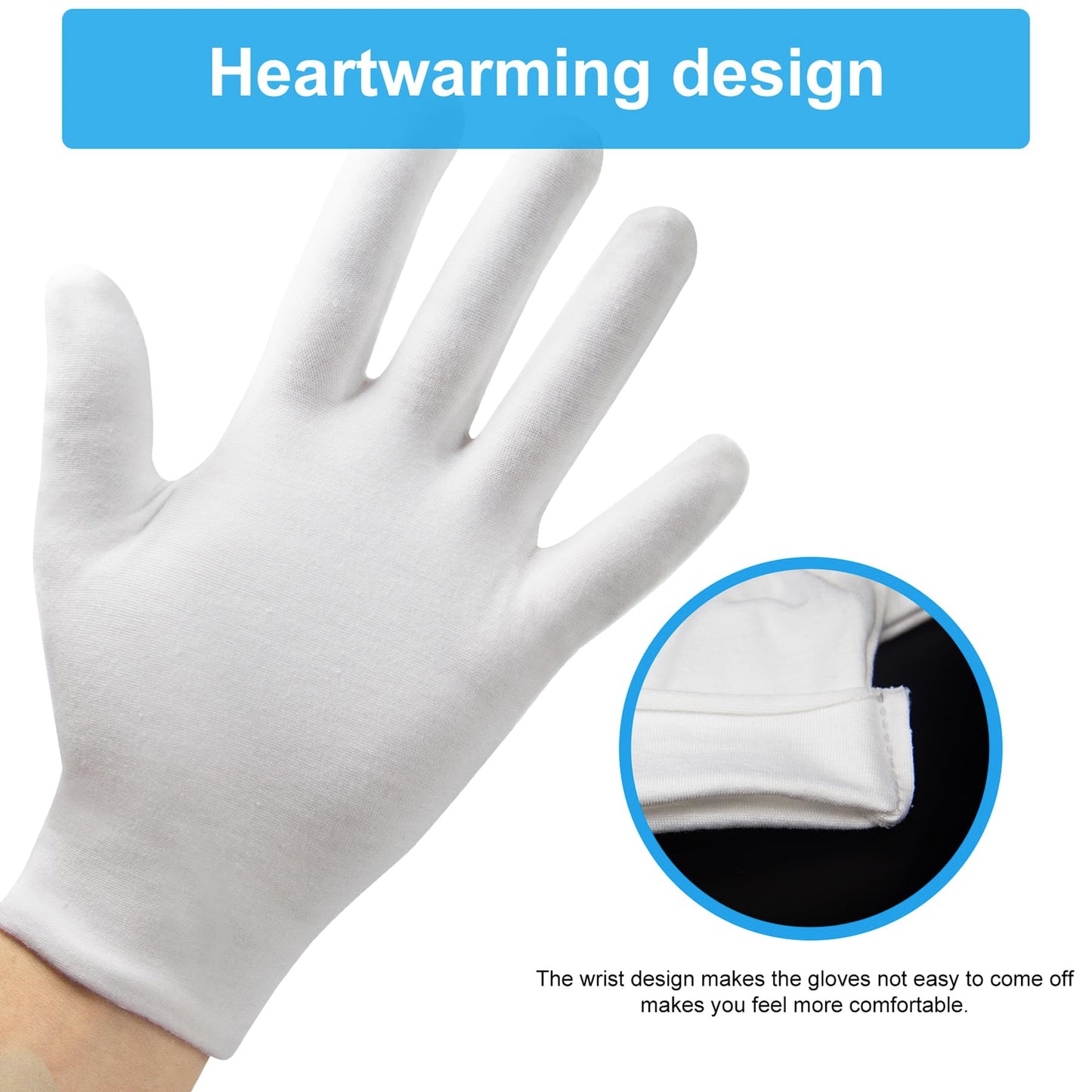 HMNYSOL cotton gloves worn on hands for hydration