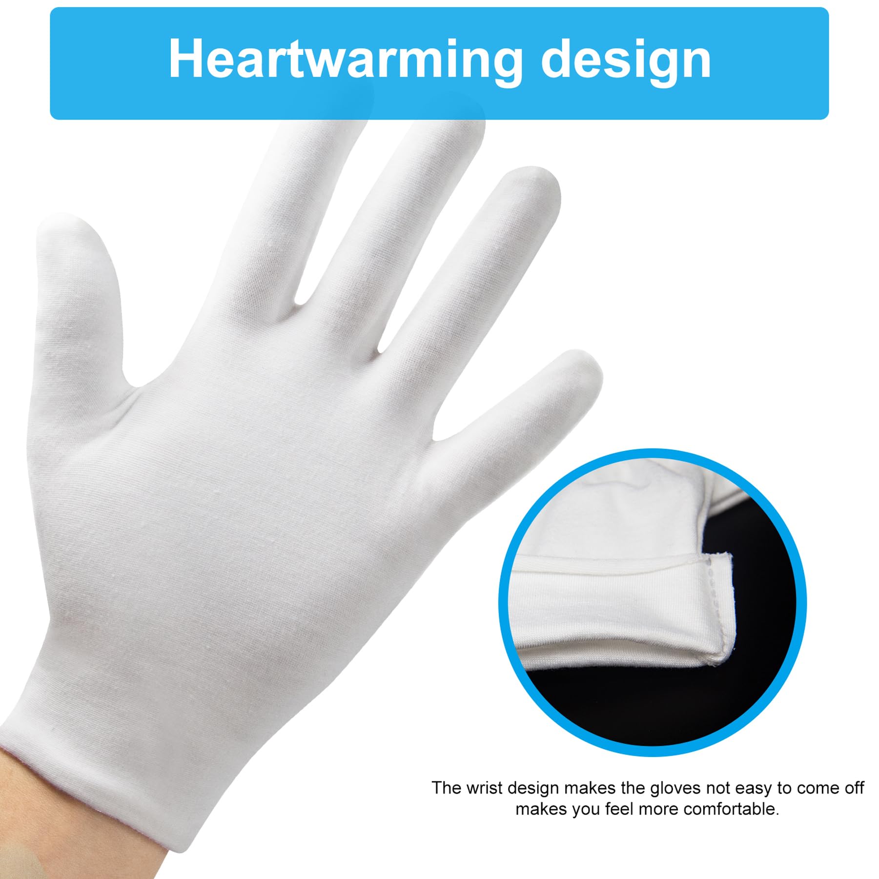 HMNYSOL cotton gloves worn on hands for hydration