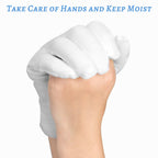 Close-up view of stretchable cotton fabric texture on hand