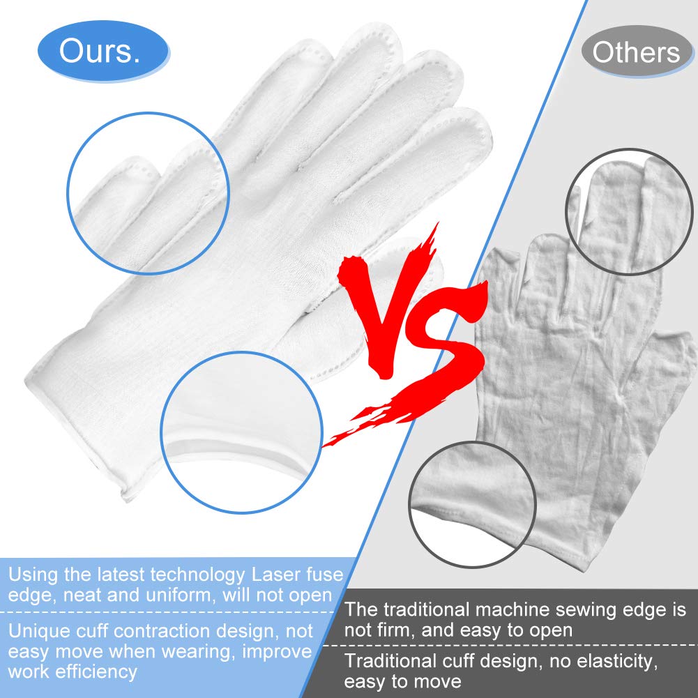 Close up of breathable cotton fabric texture on white gloves