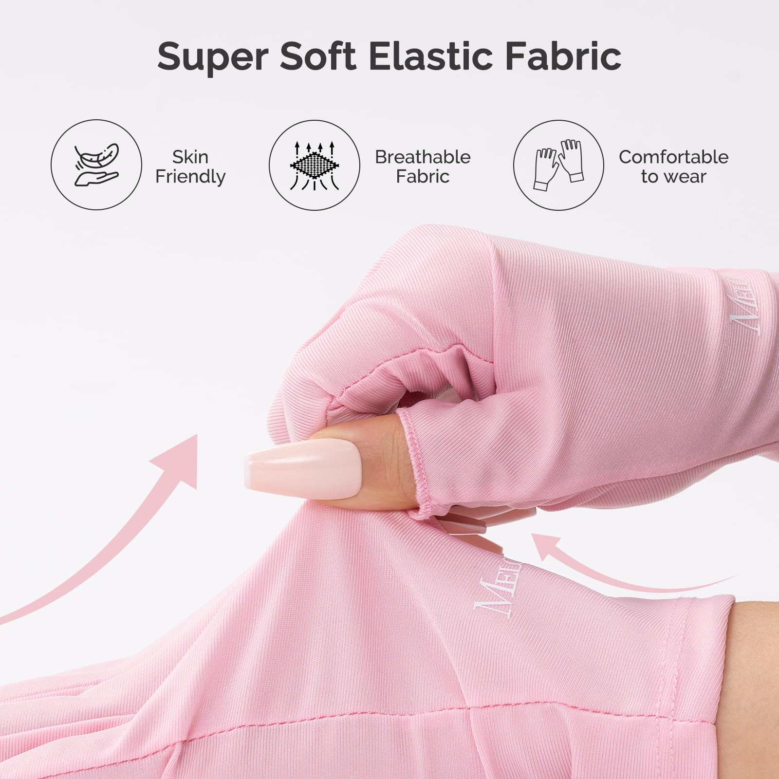 Hands protected under UV nail lamp wearing MelodySusie gloves