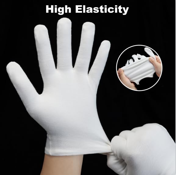 Person wearing white cotton gloves for overnight skincare