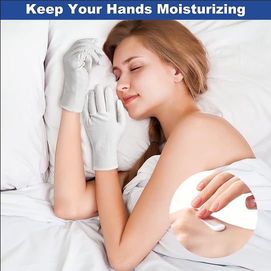 Htaexpu cotton gloves used for eczema and dry skin care