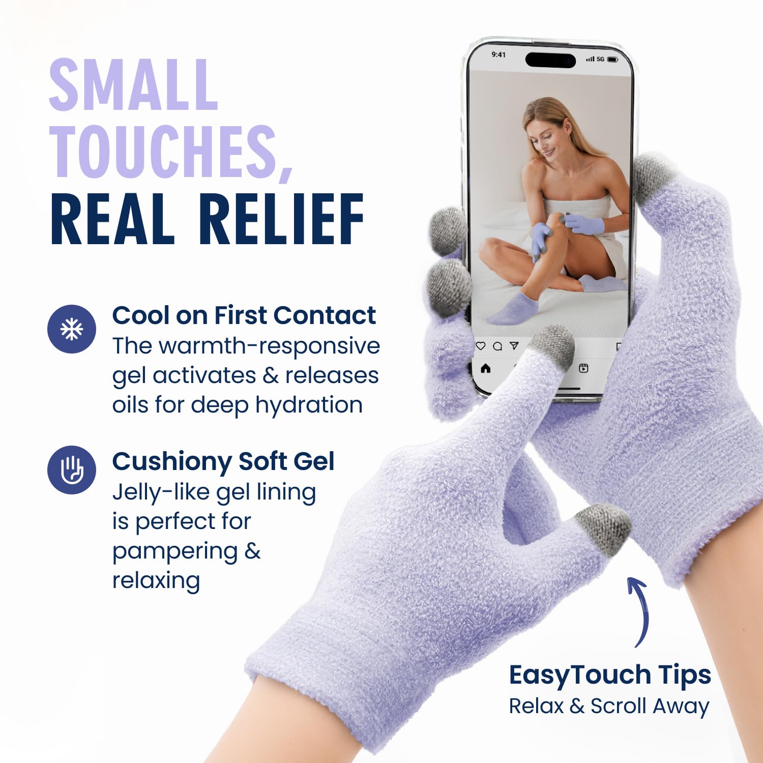 Dr. Frederick's moisturizing gloves showing plush fabric texture