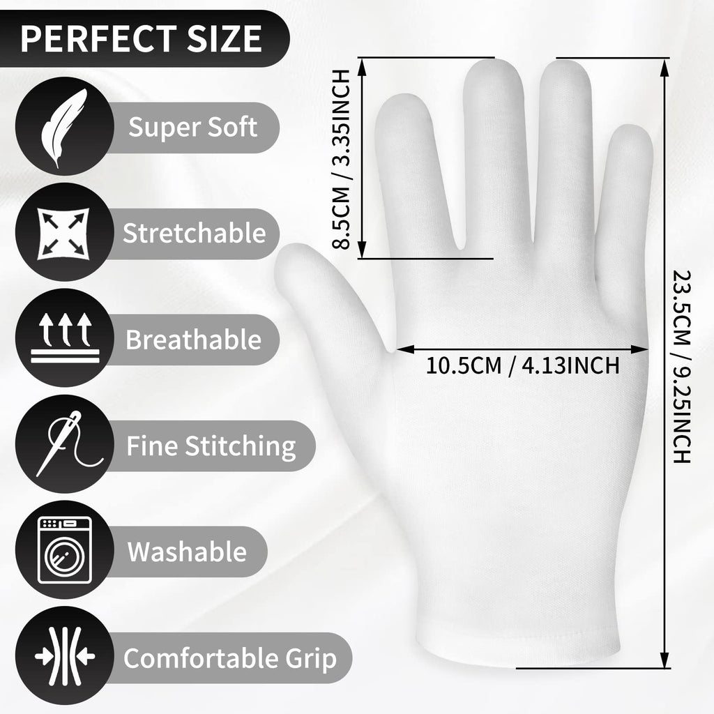 Sibba white cotton gloves showing conductive touchscreen fingertips