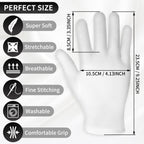 Sibba white cotton gloves showing conductive touchscreen fingertips