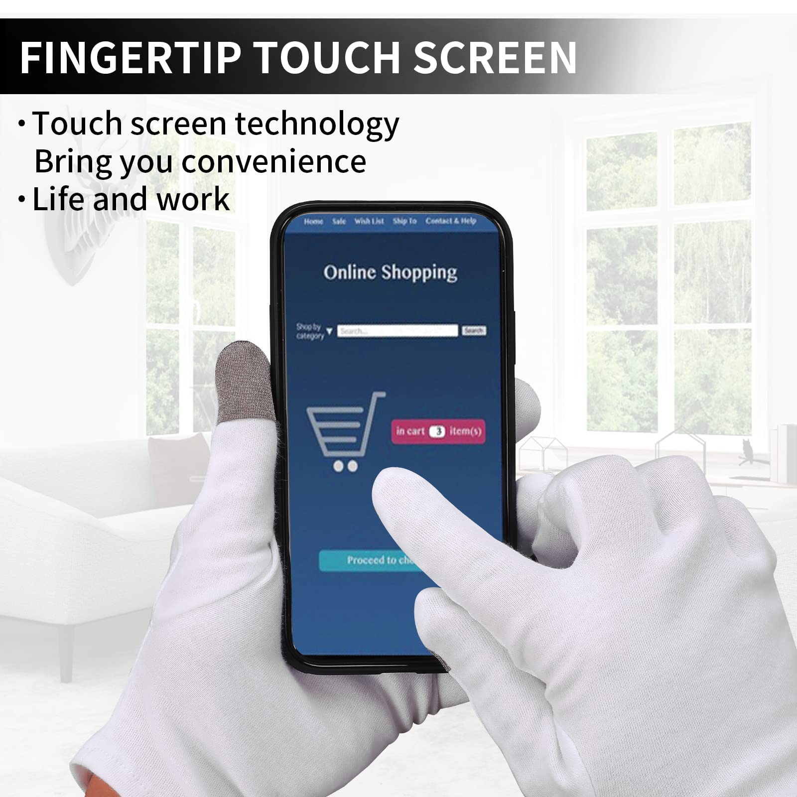 Package of 2 pairs Sibba touch screen spa treatment gloves